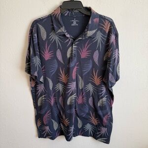 Men’s XL Navy Floral Fabletics Athleisure Lightweight Casual Breathable Polo